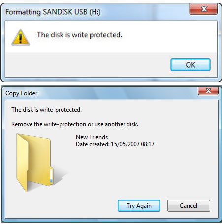 the disk is write protected usb