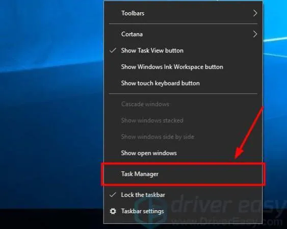 klicken Sie auf eine leere Stelle und wählen Sie Task-Manager