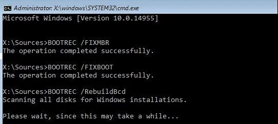 memperbaiki mbr dengan membangun kembali boot control data