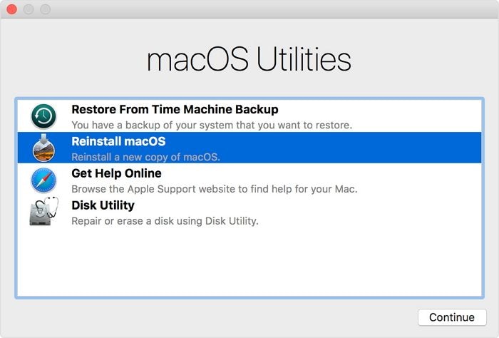 reinstall mac to solve mac won't boot into recovery mode