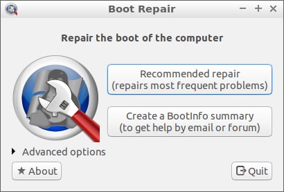 fix mbr with the boot repair disk