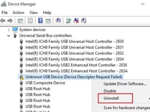 uninstall unknown usb device