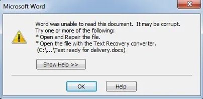 corrupted Word document