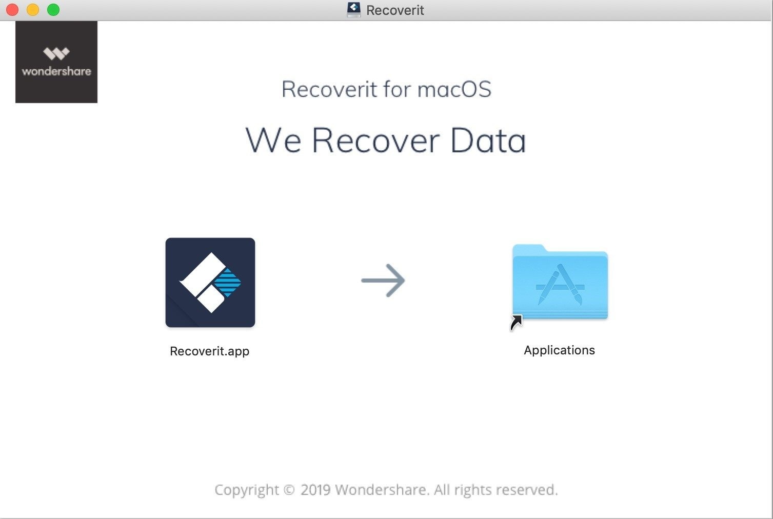 drag recoverit to the applications