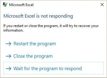 excel is not responding