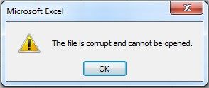 excel file is corrupted