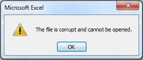 le fichier excel est corrompu