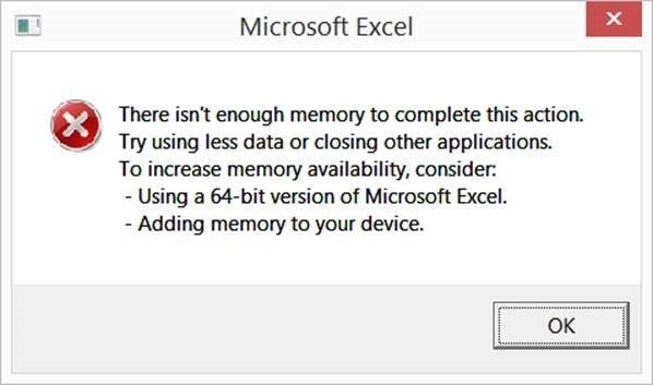 La mémoire d'excel n'est pas suffisante