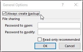 backup excel files