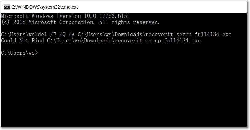 remove files using CMD