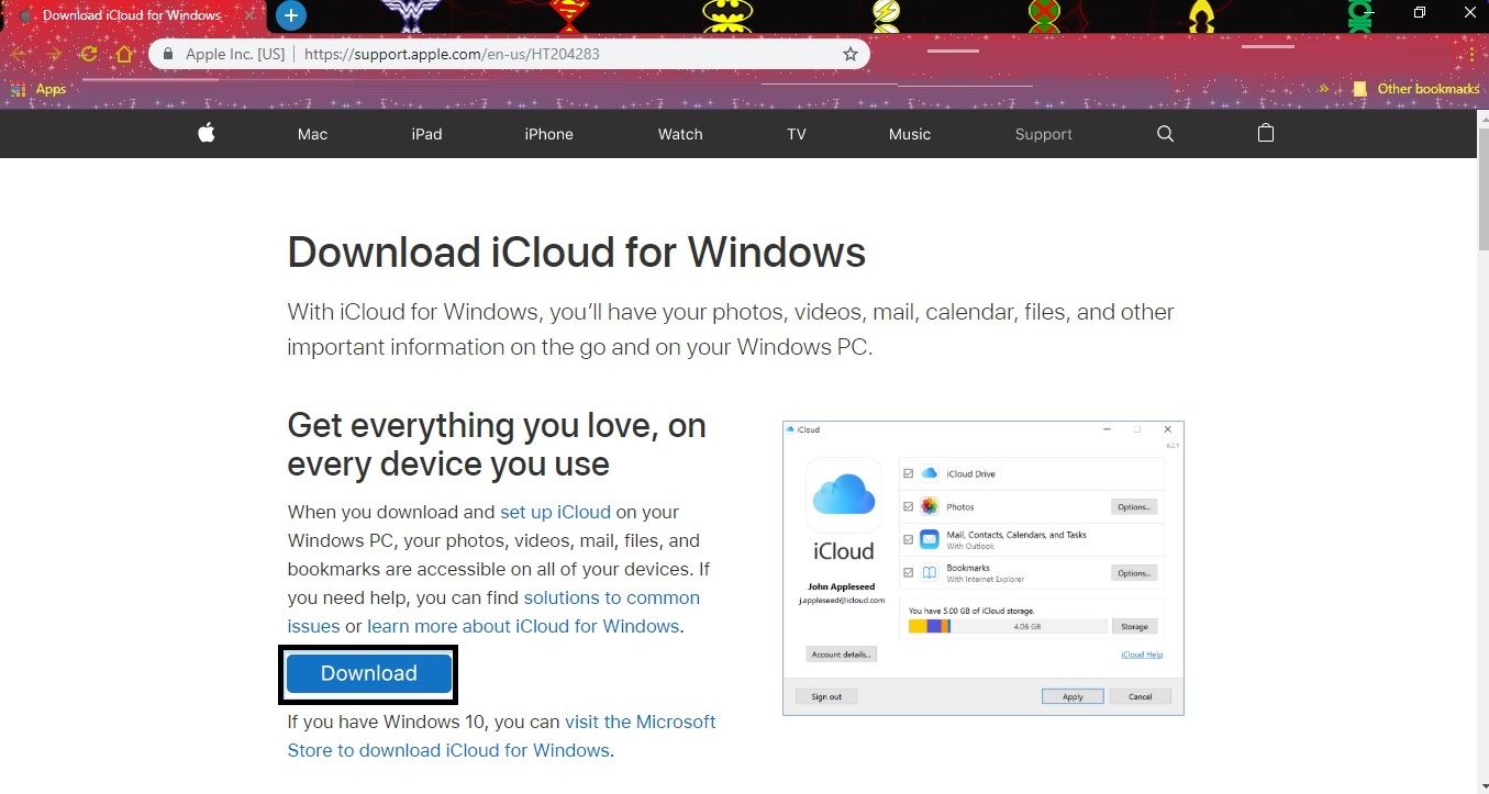 icloud for windows did not install properly windows 10