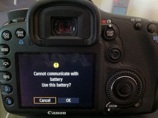 camera problem battery error
