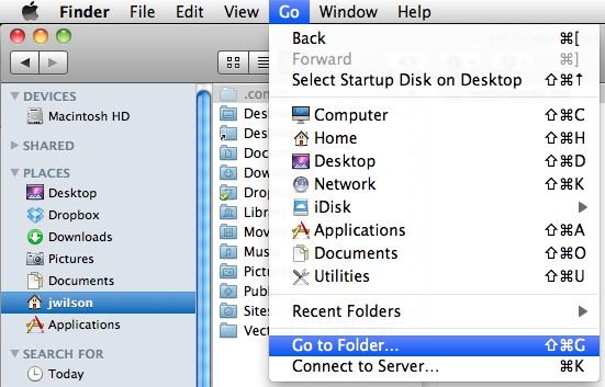 navigating go to folder option