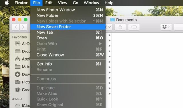 creating new smart folder
