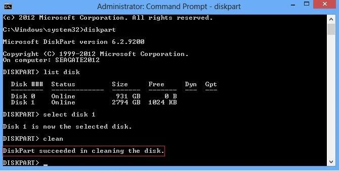 format disk windows 10 cmd diskpart