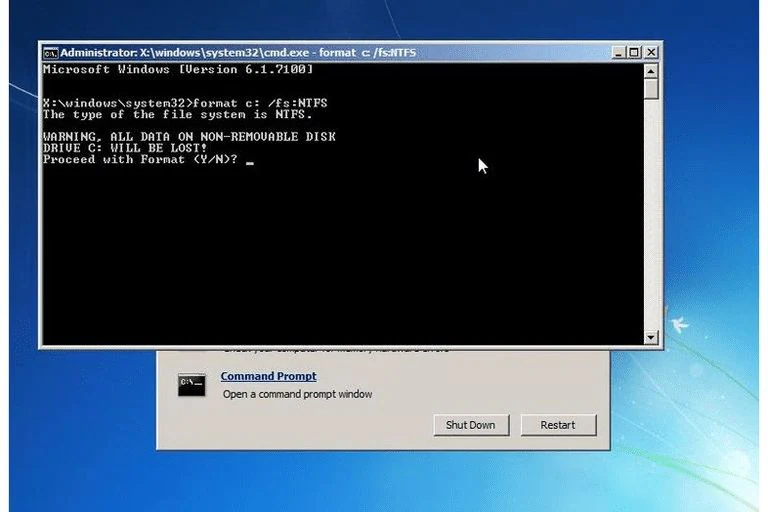 formatting ssd for windows 10 command line