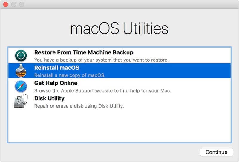 reinstall macOS highlighted