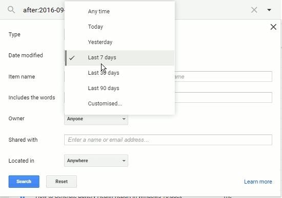 date modified options