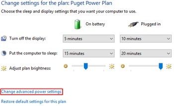 change advanced power settings highlighted