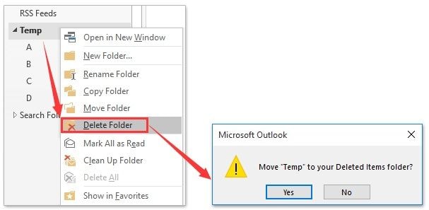 supprimer les dossiers dans outlook 1