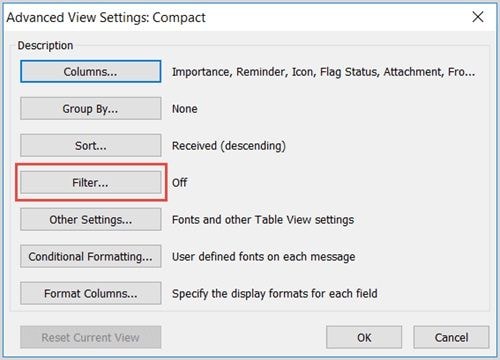 switch filter option on