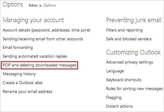 proibir de excluir e-mails do Outlook