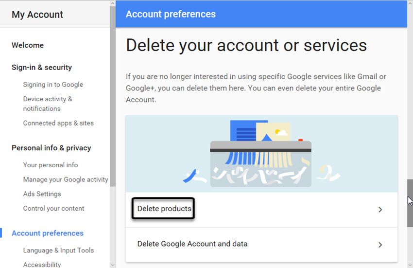 how to delete a google email account without password