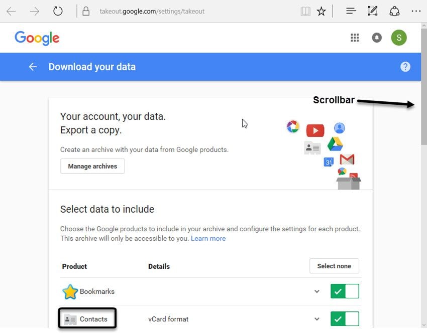 Download Your Data Page