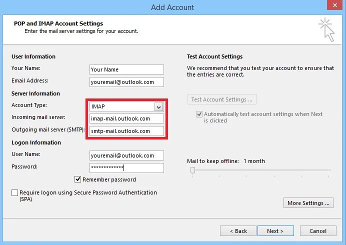 verify account settings