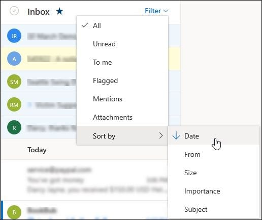 reset inbox filter