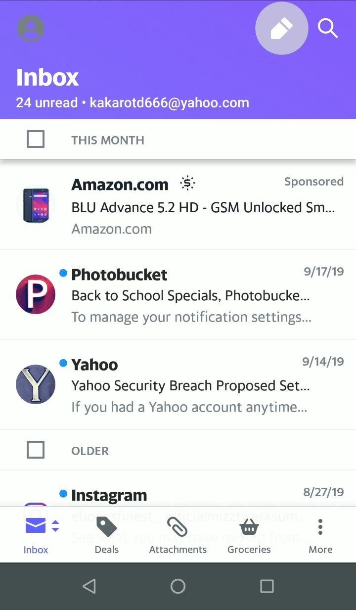 tap on yahoo pencil icon