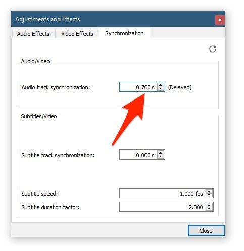 use down arrow to fix audio video sync
