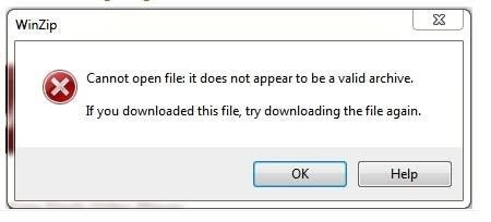 zip file not execute download windows 7