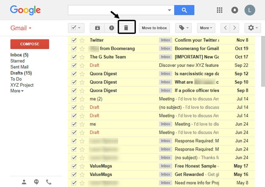 Delete multiple gmail