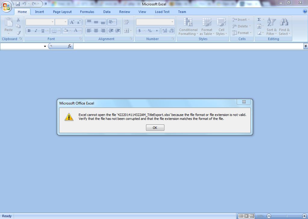 Excel kann die Datei aufgrund des Dateiformats nicht öffnen