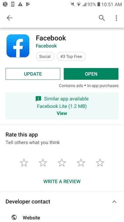 choose update facebook app