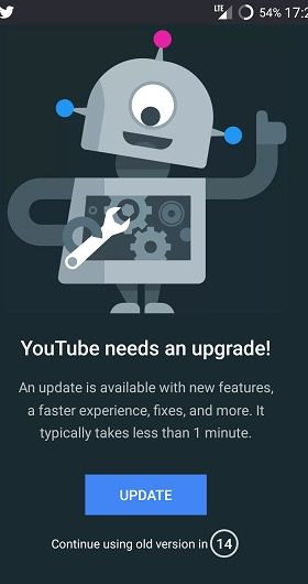 update the youtube software