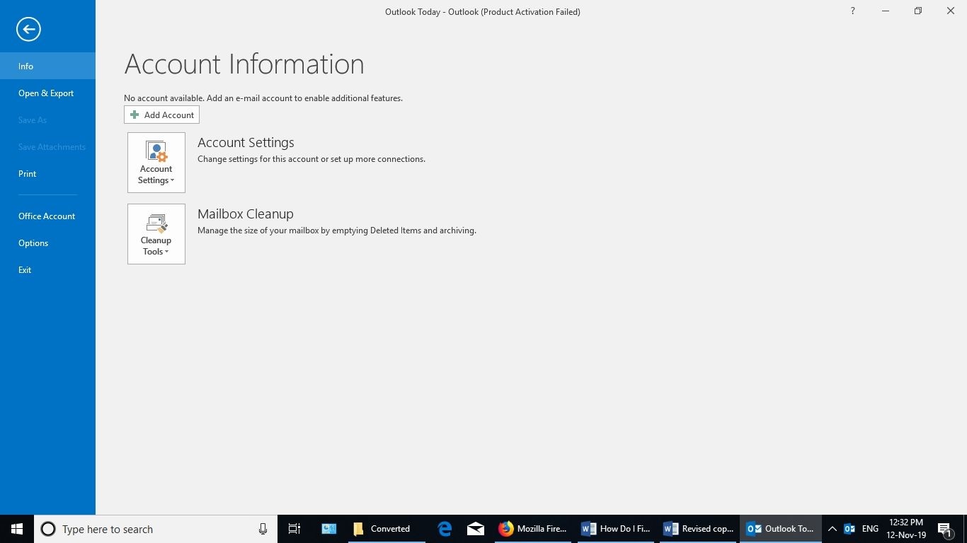 microsoft outlook not working on windows 10