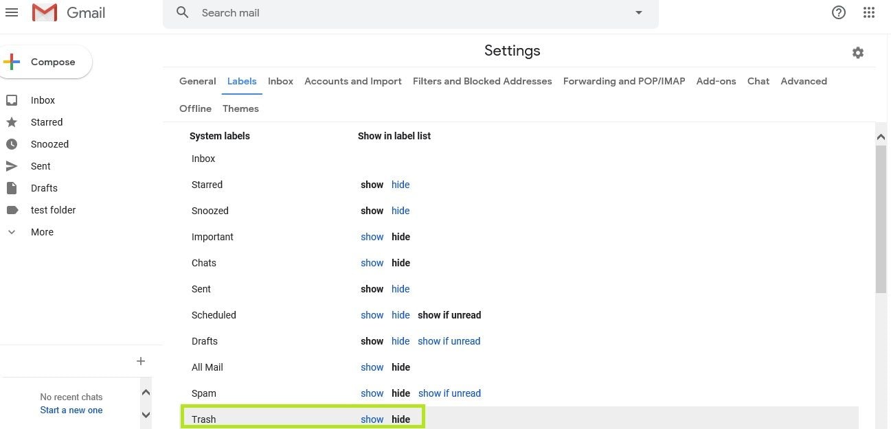 delete important folder in gmail