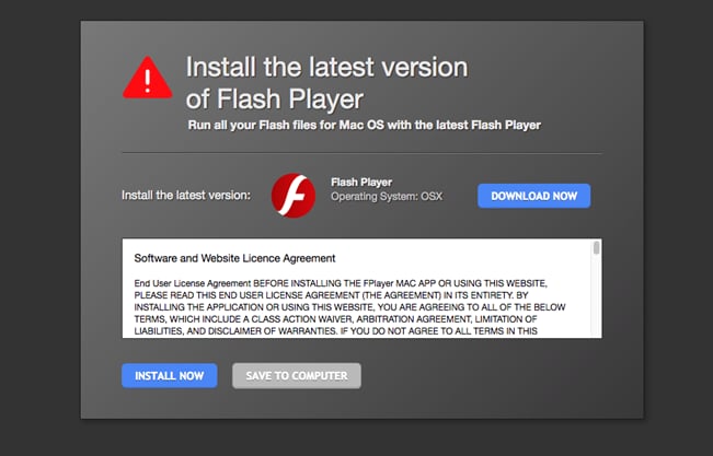atualizar para o flash player mais recente