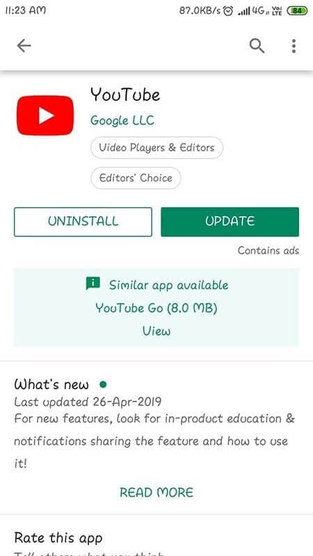 download and install YouTube