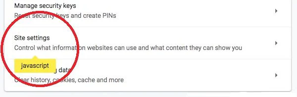 chrome site settings