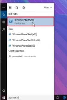 search for the powershell