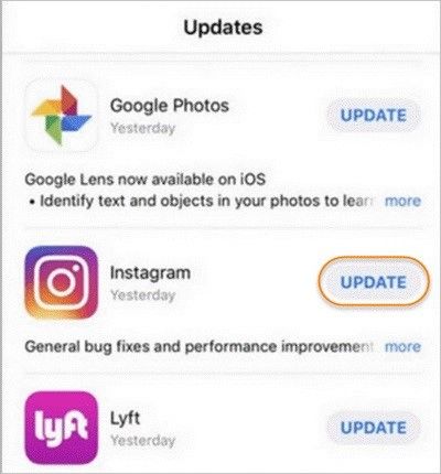 update instagram on android