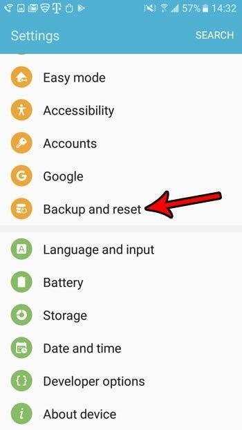 android backup and reset