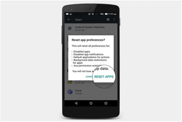 réinitialiser les préférences de l'application