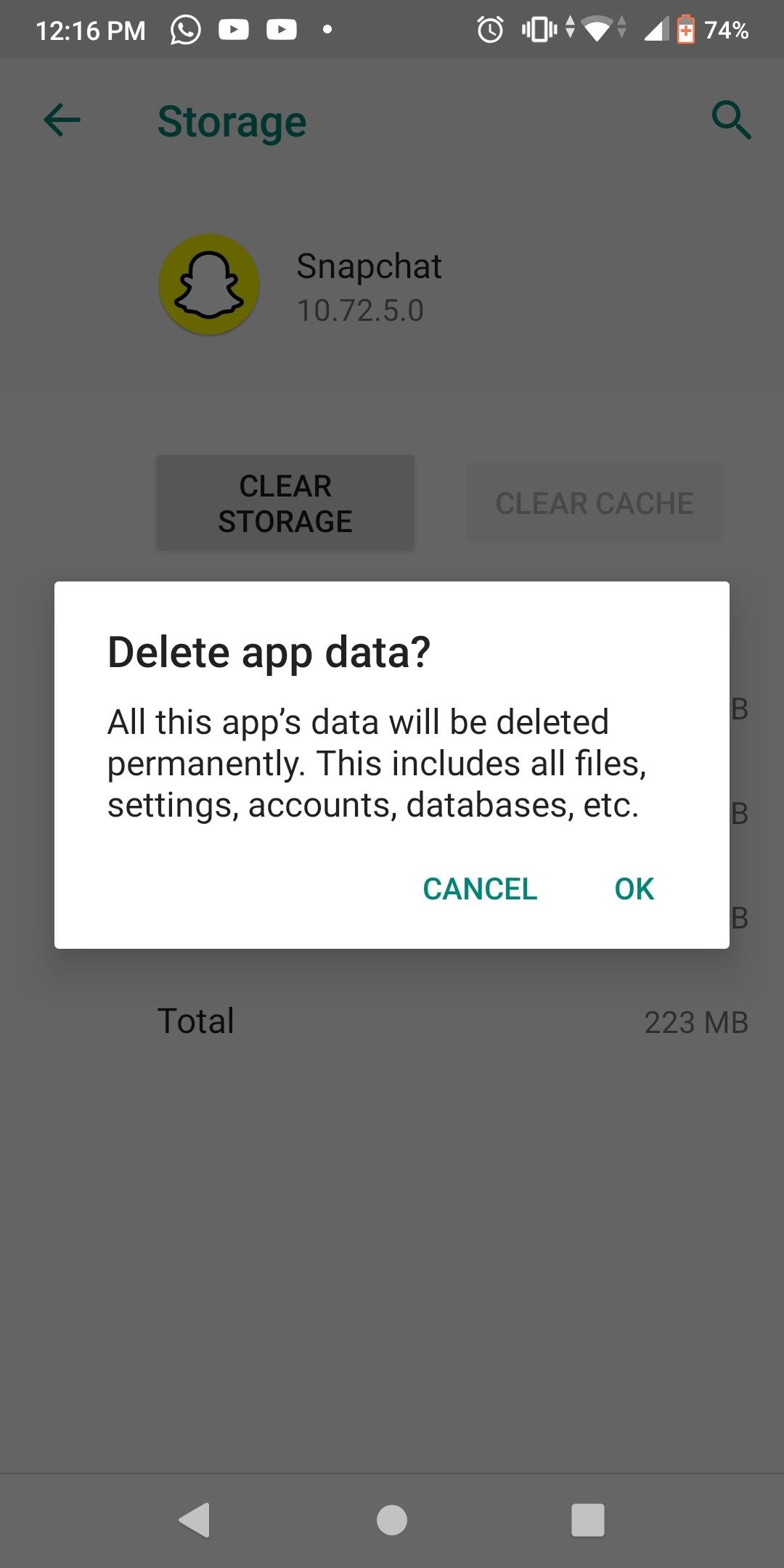 fix snapchat video freezes by deleting snapchat data