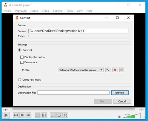 vlc video convert by setting the conversion features