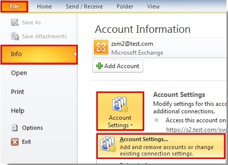account settings option highlighted