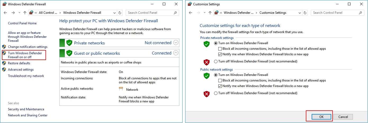activar el firewall de Windows